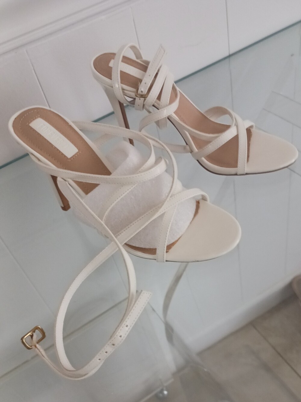Forever 21 Cream Strappy High Heel Sandals
